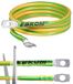 EBROM Aardingskabel 3 m H07V-K 16 mm² groen/geel aardgeleider - lengte 3 m + ringkabelschoenen M8 (8 mm) en M10 (10 mm) - Made in Germany - 16 mm² geschikt voor kruisers
