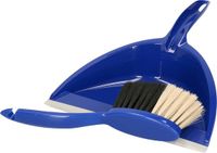 Buemag Stoffer en blik - kunststof - 35 x 25 cm - donkerblauw - met rubber rand