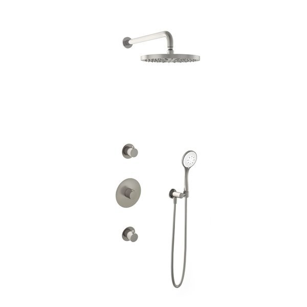 hotbath IBS1 Get Together thermostatische douche inbouwset inclusief 2 stopkranen met 3 standen handdouche met 30cm ronde hoofddouche Nikkel Geborsteld IBS1GN15