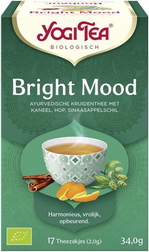 Yogi Tea Bright Mood Bio - Biologische Kruidenthee met Citroengras, Pepermunt en Kaneel voor Een Positieve en Opbeurende Smaak