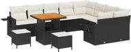 vidaXL Banc de jardin - Set - 12 - pièces - Noir - poly - rotin