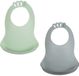 THERMOBABY Set van 2 Bibou slabbetjes - Celadon groen - Grijs bedeltje