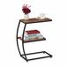 Relaxdays bijzettafel industrieel, 2 etages, u vorm, salontafel metaal & houtkleur, HBD: 57,5x47,5x25 cm, bruin