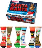 United Oddsocks Santa Banta Cadeaudoos met 6 verschillende kerstsokken - maat 39-46