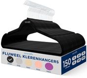 SereneLife Kleerhangers, Fluwelen Hangers, Antislip Zware Duurzame Kledinghangers Set-150 Stuks-Duurzaam met 360° Draaihaak