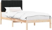 vidaXL Bedframe met Gevoerd Hoofdbord Natuurlijk en Zwart 90 x 200 cm