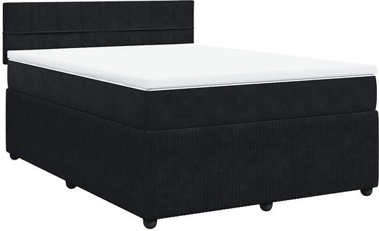 vidaXL Boxspring met matras fluweel zwart 140x200 cm