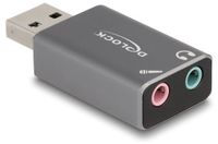 Delock External USB Sound Card with USB-A male to 2 x 3.5 mm Stereo jack Plug & Play audio adapter for PC, Laptop and Mac