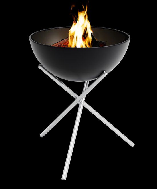 Höfats - Bowl 70 Vuurschaal met Standaard Hoog - Black / Stainless Steel