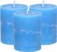 Atmosphera Stompkaars/cilinderkaars - 3x - helder blauw - 7 x 9 cm - middel rustiek model