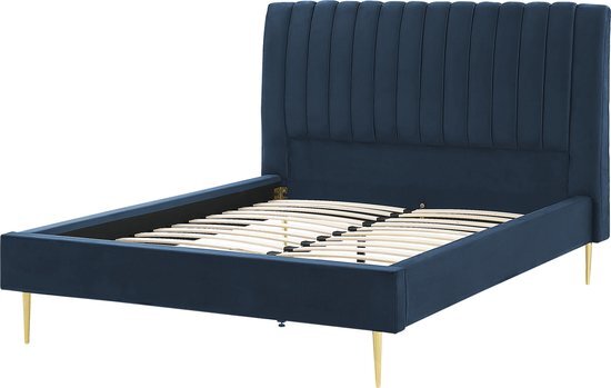 MARVILLE - Tweepersoonsbed - Blauw - 140 x 200 cm - Fluweel