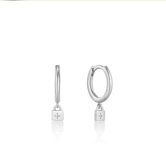 Ania Haie Under Lock & Key AH E032-01H - Zilverkleurige oorringen voor dames - 925 zilver - Zirkonia