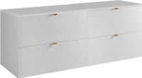 Meuble de salle de bain, blanc avec poignées dorées / avec plateau, 160 x 57 x 46 cm
