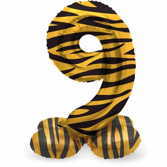 Folat Staande Folieballon Cijfer 9 Tiger Chic - 72 cm