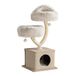 Fudajo Krabpaal - 95 cm hoog - design "tak" - pluche kattenkrabmeubel - kleur crème-bruin - van peer - met grot, nis, sisal en platform