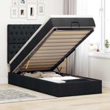 VidaXL Ottoman Bed with Mattress and LEDs 90x190cm Fabric Black