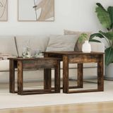 vidaXL Koffietafel set, 2 stuks, gerookt eikenhout, 50 x 52 x 42 cm