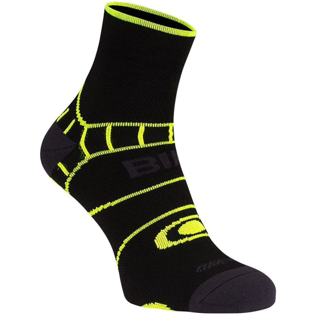 Avento Wielrensokken met Climayarn - Zwart/Fluorgeel - 35-38