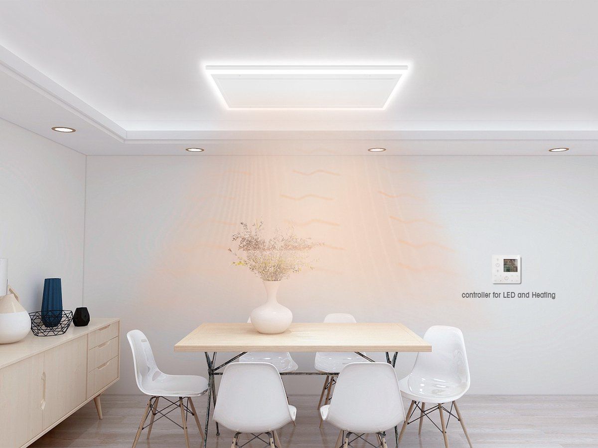 Quality Heating Panda Quality Heating Infrarood paneel wit met led verlichting 70 x 130 cm 840Watt Infrarood Verwarming - Dimbaar en met thermostaat - Met Stekker