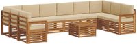 vidaXL Acacia Hout Bank Loungeset Natuurlijk en Beige 10 Zitplekken