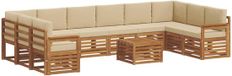 vidaXL Acacia Hout Bank Loungeset Naturel et Beige 10 Places