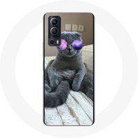 Vivo Etui voor Vivo Y72 Kat met paarse bril Maniacase