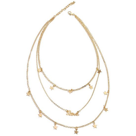 LGT JWLS Gelaagde dames ketting goudkleurig Love Stars