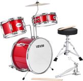 VEVOR 3-Delig Drumstel voor Kinderen met 14-Inch (35,6 Cm) Basdrum, Rood