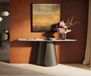 Laminam® Console Edge forme bateau 180x40 cm Céramique Travertino Bianco Creme-Weiß Livos Métal Effektfinish Titan