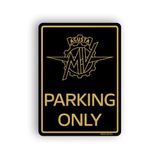 4R Quattroerre.it Parking Only bord voor MV Agusta, bord voor garage, werkplaats, doos, Made in Italy, officieel gelicentieerd product, 28 x 40 cm (zwart goud)
