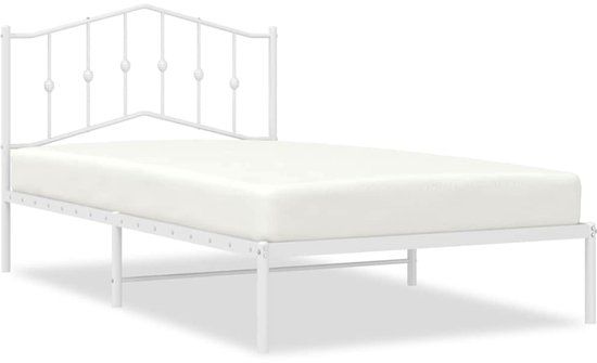 vidaXL Bedframe met hoofdbord metaal wit 100x200 cm