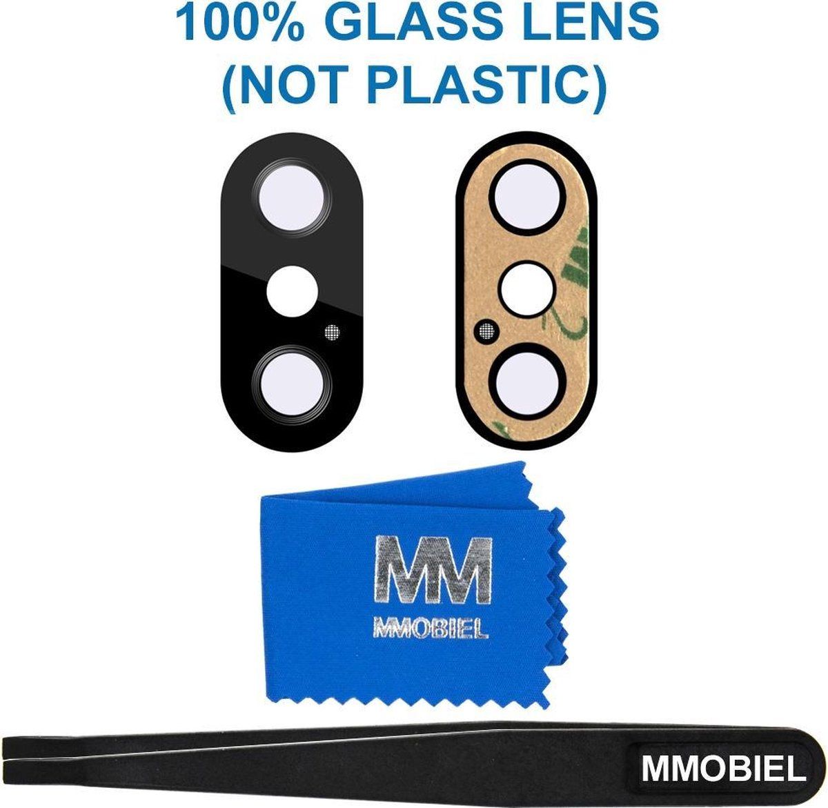 Mmobiel Glas Lens Back Camera voor iPhone X (ZWART) - inclusief Pincet en Doekje