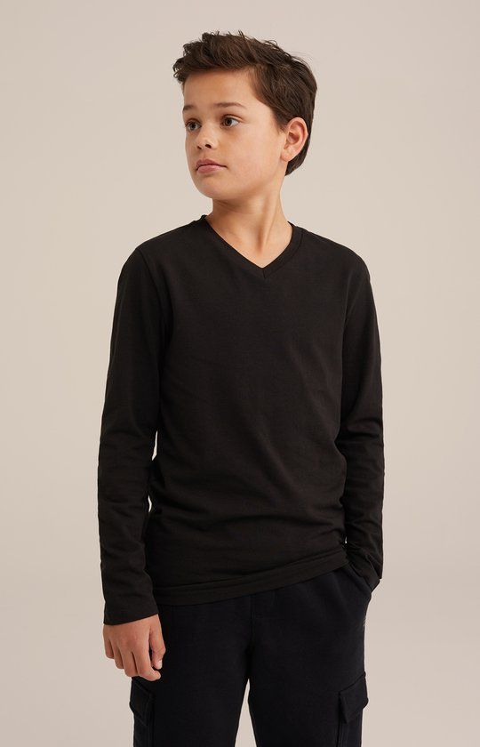 WE Fashion Jongens basic T-shirt met V-hals