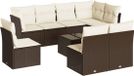 vidaXL Loungeset 9-delig avec coussins, polyrotin, brun