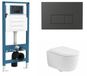 QeramiQ Dely Swirl Toiletset - inbouwreservoir Qeramiq Flush - 35mm zitting - kunststof mat antraciete bedieningsplaat - rechthoekige knoppen - mat wit