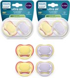 Philips Avent Ultra Air – Ademend en lichtgewicht fopspeen (0-6 mnd) – 4 stuks - Geel en paars