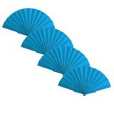 Merkloos / Sans marque Spaanse Handwaaier - 4x - turquoise blauw - 23 x 43 cm - Verkoeling waaiers voor zomerse themperatuur