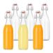 Relaxdays Set van 6 glazen flessen, 1 liter, beugelsluiting, transparant