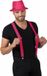 Partyman Carnaval verkleedset - glitter hoedje en bretels - fuchsia roze - heren