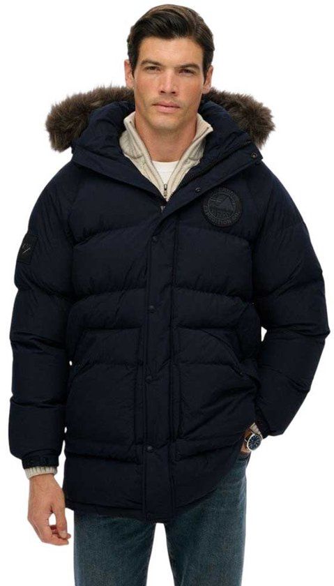 Superdry Everest Longline Gewatteerde Parka Heren Eclipse Navy S