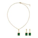 Victoria Hyde London Victoria Hyde Vladimir Schmuck Set Sieradenset Ketting & Oorbellen Geschenkset Hartvormige Korte Sleutelbeenketting Oorbellen Set Lichtgoud en Groen Cadeau Voor Haar