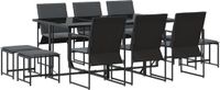 vidaXL Tuin Eettafel Set Zwart Staal