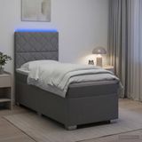 vidaXL Boxspringbed met matras, lichtgrijs, 100 x 200 cm, stof