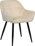CLP Emia Eetkamerstoel - Met armleuning - Velvet - creme Fluweel