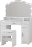 Vicco Lumira Kaptafel – 110 cm met LED-spiegel en kruk Wit