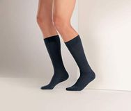 Sanyleg Uniseks kniekousen van katoen met gegradueerde compressie, gemiddelde compressiegraad, kleur donkerblauw, maat M