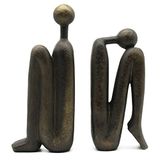 Lukitas Denker decoratieve boekensteunen, antislip, set beeldjes als boekensteun voor plank, woonkamer, kantoor of interieurdecoratie, hars, 1 paar/2 stuks, 23 cm