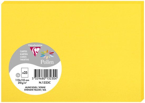 Clairefontaine Pollen - Kaart - 110x155mm - C6 - Zon - Intensief Geel - 25 stuks