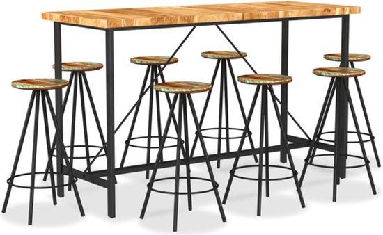 vidaXL 9-delige Barset Massief Acaciahout en Gerecycled Hout Bruin
