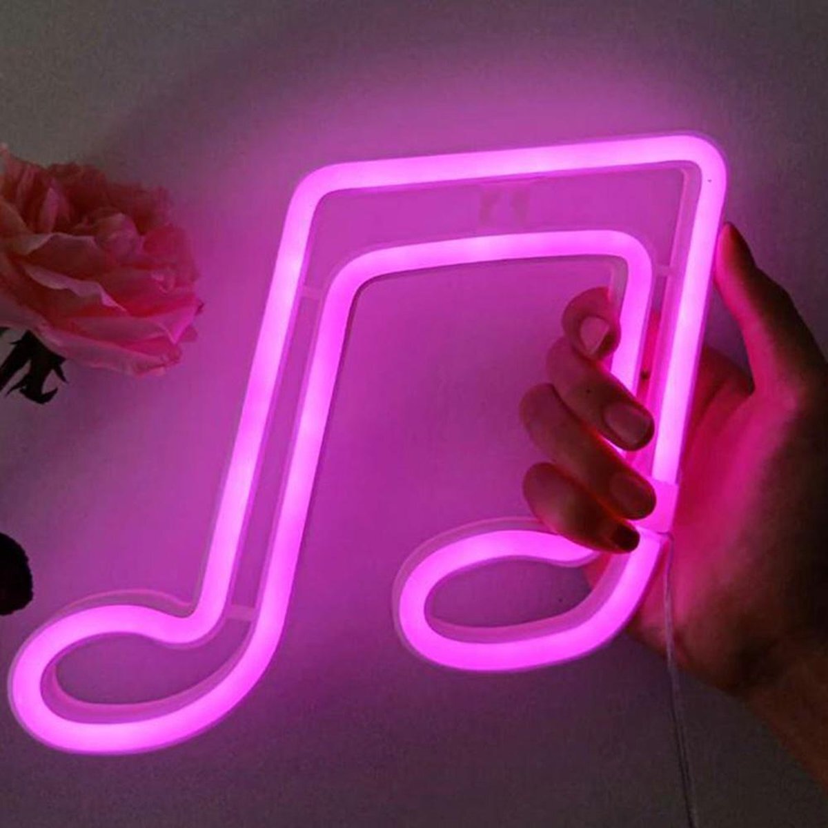 DW4Trading DW4Trading® Neon Led lamp USB-batterij muzieknoot roze